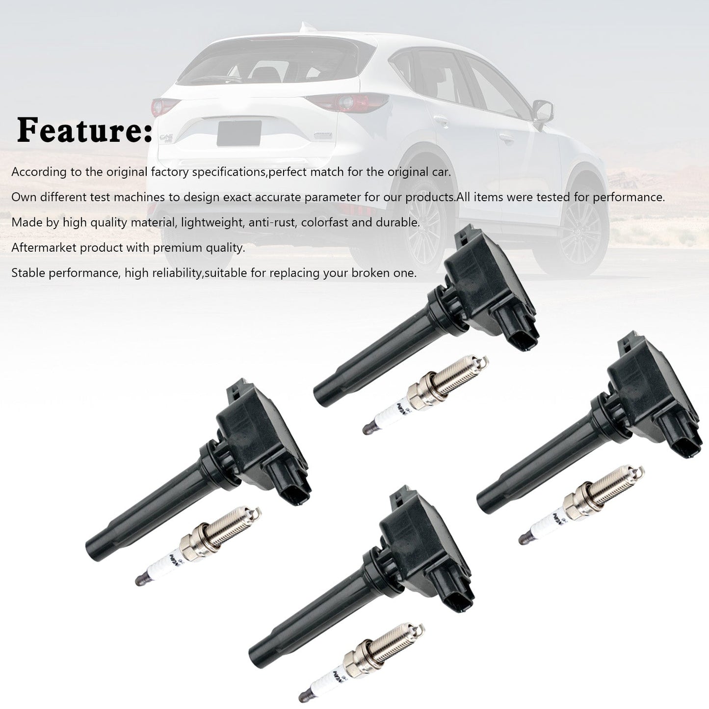 Mazda 3 2.0L 2.5L L4 2012-2020 4x bobines d'allumage + bougies d'allumage UF656 PE0118100