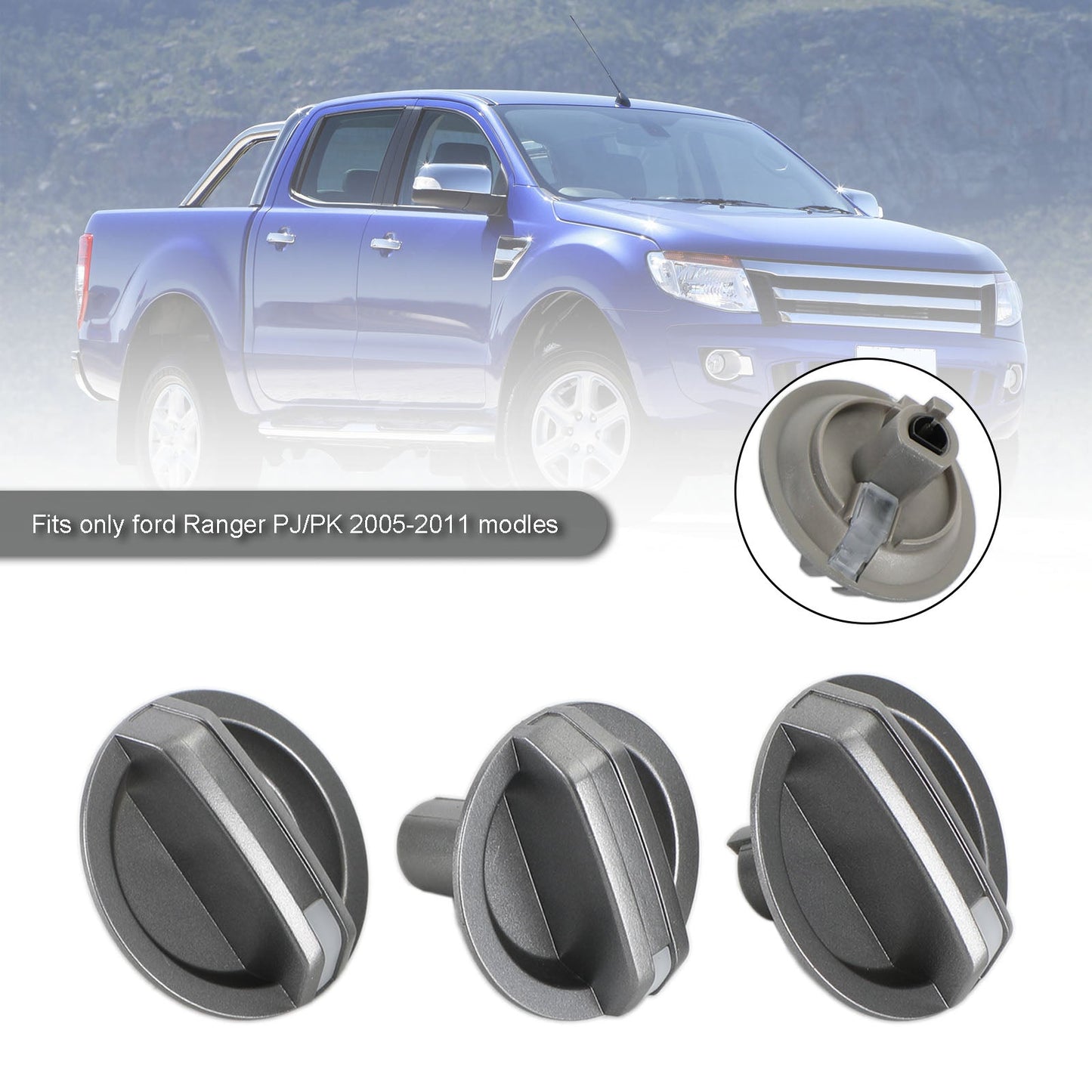 For Ford PJ PK Ranger 2005-2011 3pcs A/C Heater Fan Temperature Control Knob