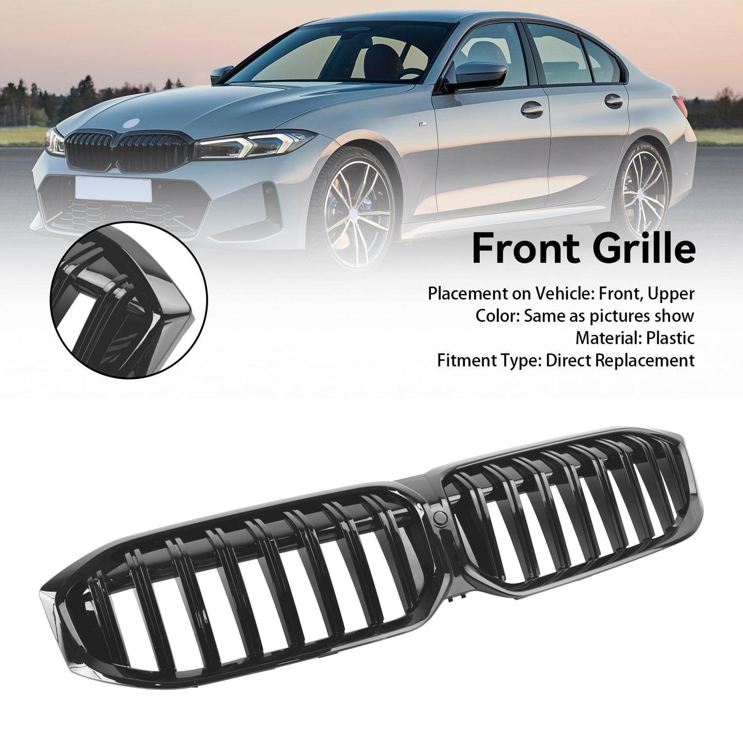 2023-2024 BMW 3 Series G20 G21 Kidney Grille Black Front Bumper Replacement Grill