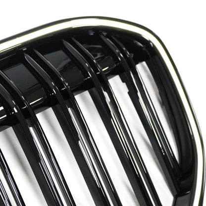 Double Slat Gloss Black Front Grill Grille Fit BMW 7 Series G11 G12 2019-2022
