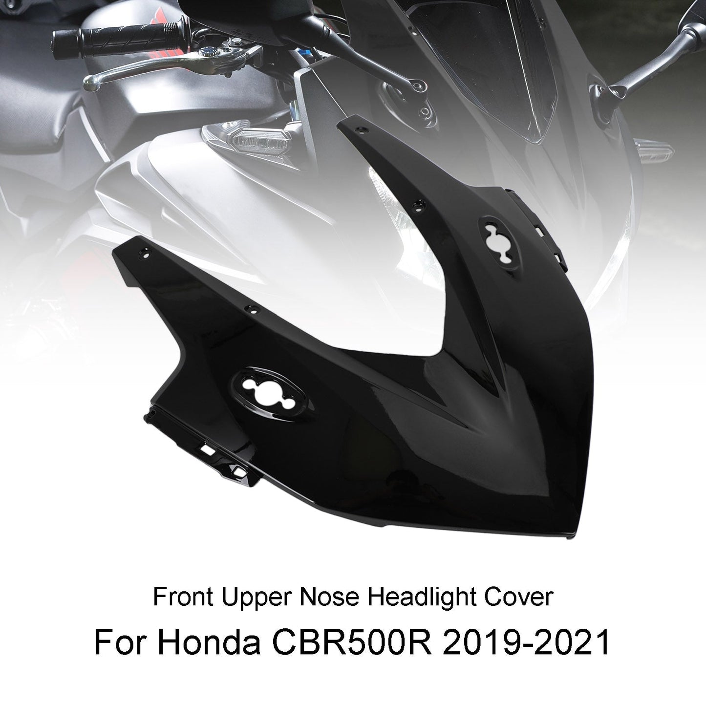 Front Nose Headlight Panel Cover Fairing For For Honda CBR500R 2019-2021 Black