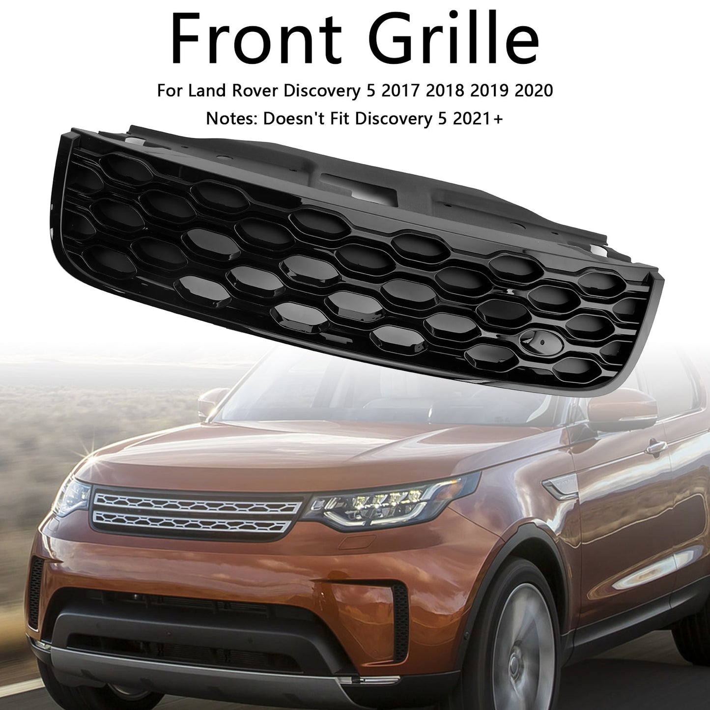 2017-2020 Land Rover Discovery 5 Honeycomb Style Grill Front Bumper Replacement Black Grille LR082695
