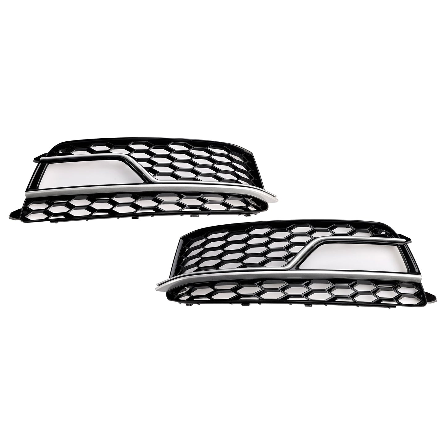 2013-2016 Audi A5 Sline / S5 2PCS Front Fog Lamp Black Grill Honeycomb Replacement Grille