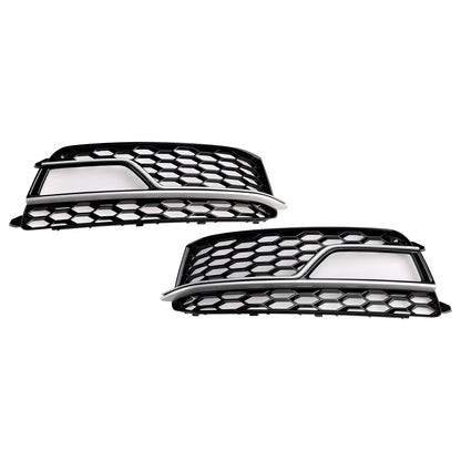 2013-2016 Audi A5 Sline / S5 2PCS Front Fog Lamp Black Grill Honeycomb Replacement Grille