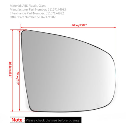 2008-2014 BMW X5 X6 E72 E71 E70 Right Heated Wing Side Mirror White Glass