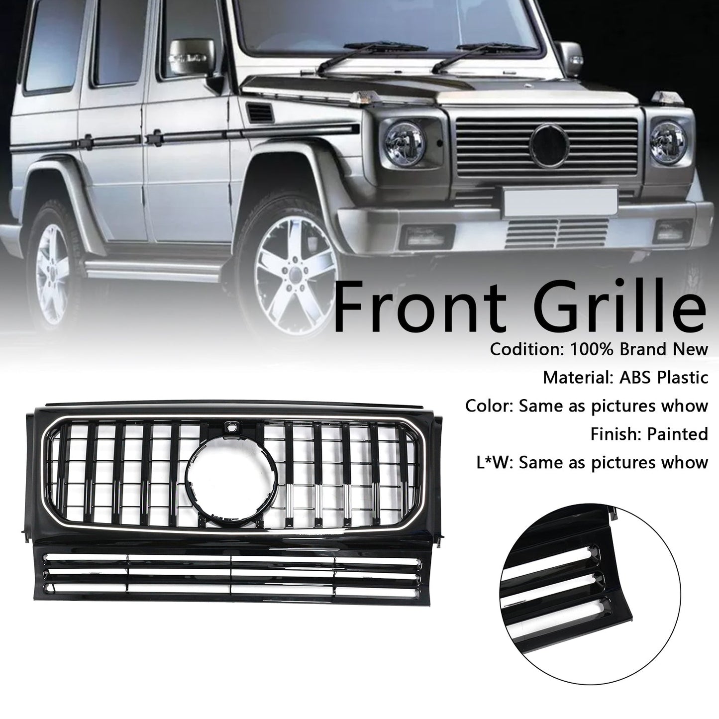 1990-2018 Mercedes Benz G-Class W463 Gloss Black Front Bumper Grill Grille W/Led