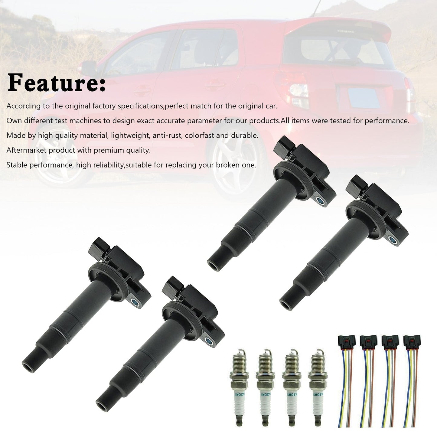 Bobine d'allumage + bougie d'allumage + connecteur UF316 90919-02240 pour Toyota Prius 1.5L 4X 2001-2009