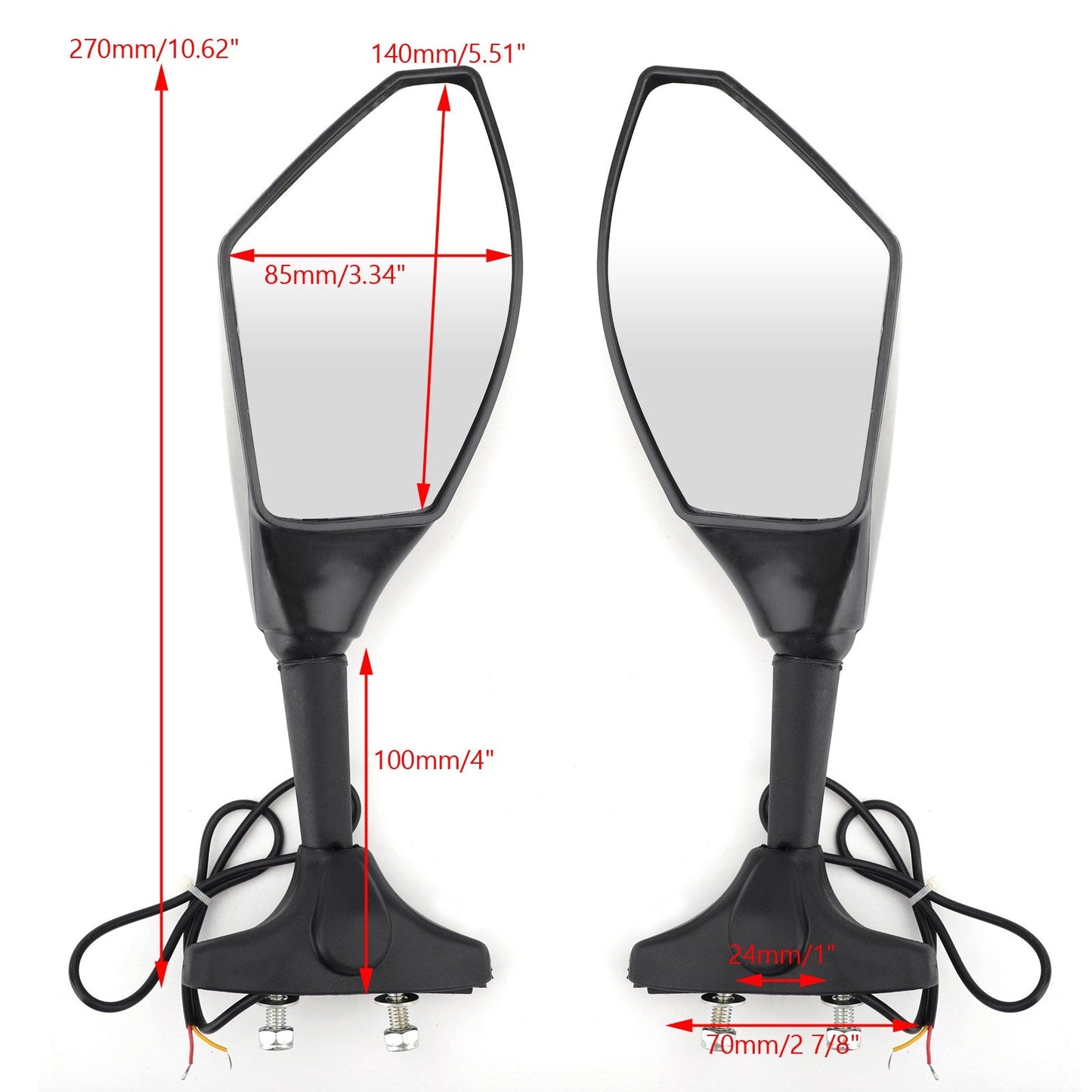 Paire de rétroviseurs latéraux avec clignotants à LED pour Honda CBR600F4i, CBR600F4, CBR600F, CBR250R