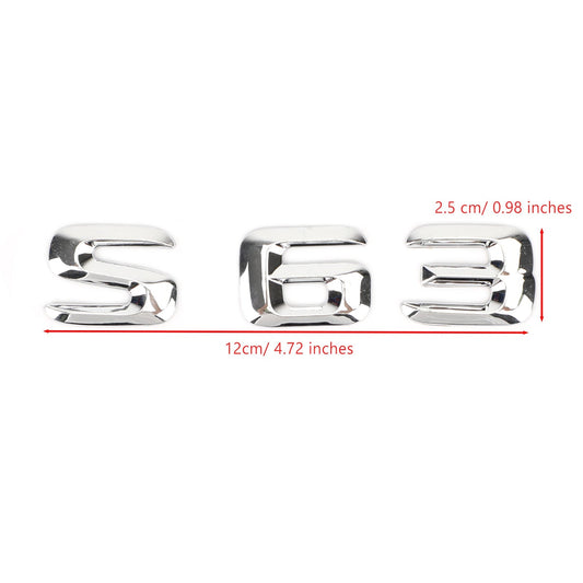 Rear Trunk Emblem Badge Nameplate Decal Letters Numbers Fit Mercedes S63 Chrome