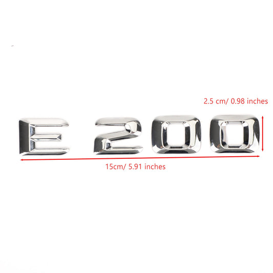 Rear Trunk Emblem Badge Nameplate Decal Letters Numbers Fit Mercedes E200 Chrome