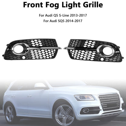 2014-2017 Audi Q5 S-Line SQ5 Front Bumper Fog Light Grill Black Chrome Grille