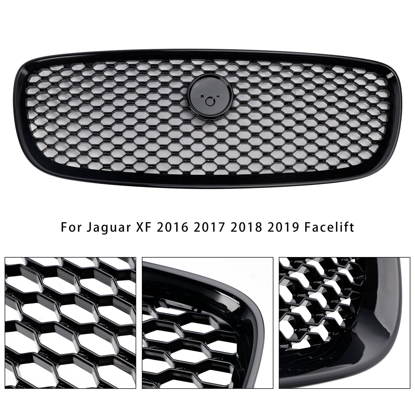 2016 2017 2018 2019 Jaguar XF Front Black Grill Air Intake Radiator XF-R Style Mesh Grille