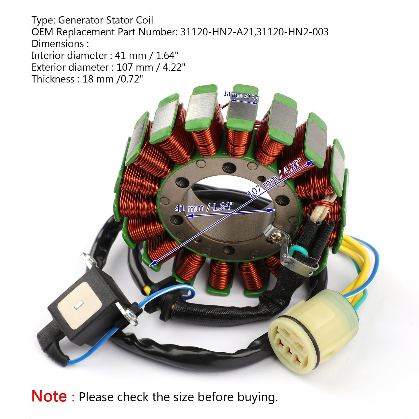 Generator Stator Coil 31120-HN2-A21 For For Honda TRX500 Foreman Rubicon 500 01-2014