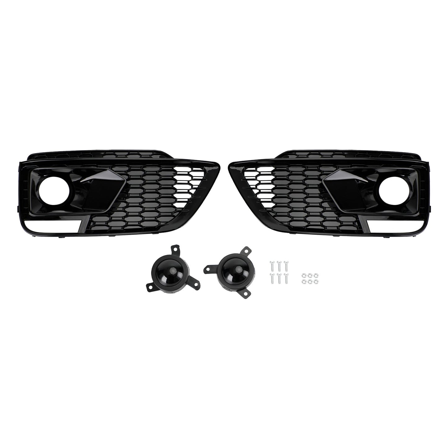 Audi 2018-2020 RSQ5 Q5 SQ5 SUV Black Front Honeycomb Fog Lamp Grilles Cover