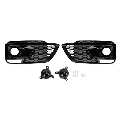 Audi 2018-2020 RSQ5 Q5 SQ5 SUV Black Front Honeycomb Fog Lamp Grilles Cover