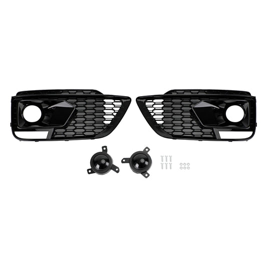 Audi 2018-2020 RSQ5 Q5 SQ5 SUV Black Front Honeycomb Fog Lamp Grilles Cover