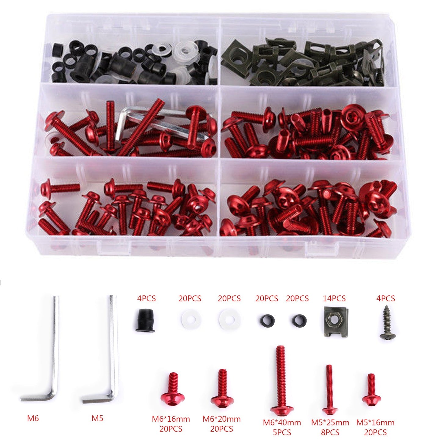Honda Yamaha Suzuki Kawasaki 177PCS Fairing Bolt Kit Bodywork Screws