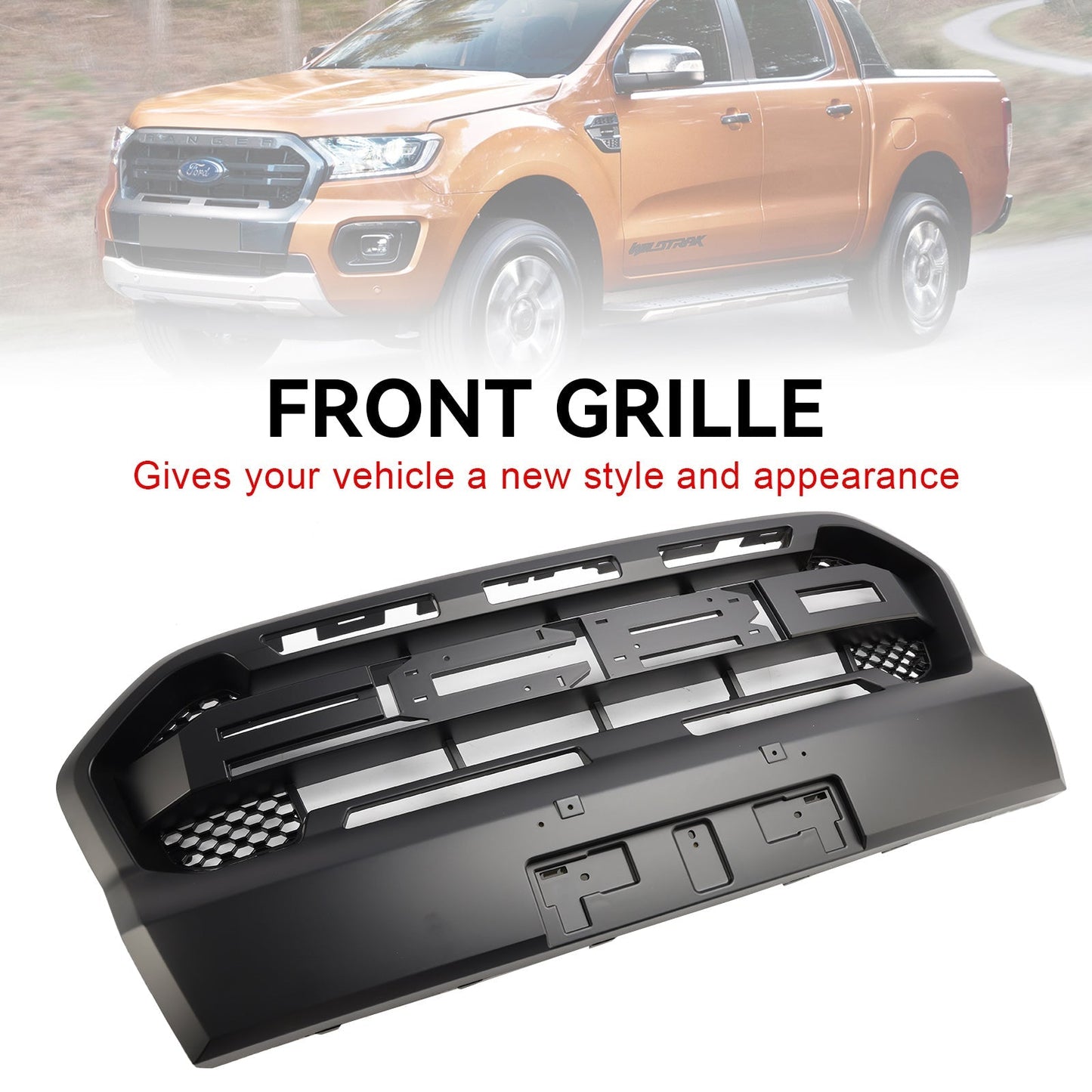2019-2023 Matt Black Ranger Raptor Style Front Bumper Grille Fit Ford Ranger T8
