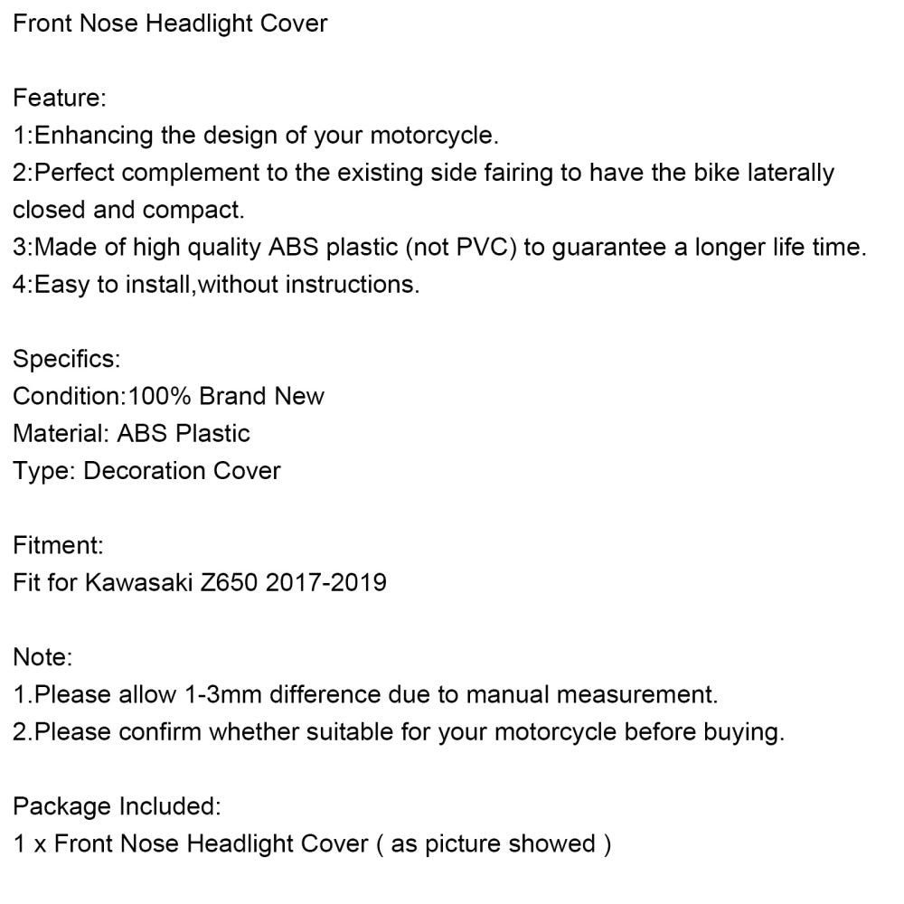 Carbon Front Nose Headlight Cover Surround Fairing For Kawasaki Z650 2017-2019