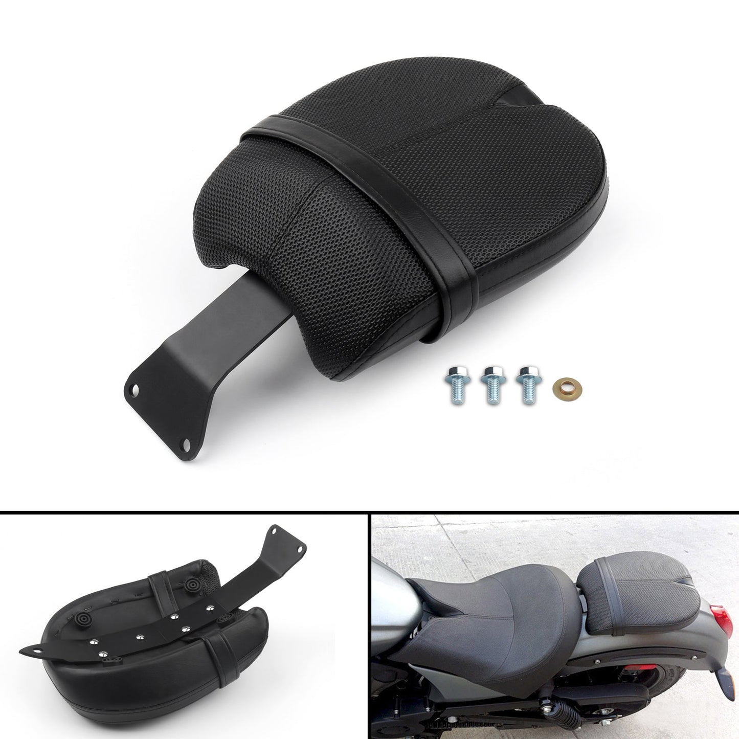 Black Leather Rear Passenger Pillion Pad Seat fits Victory Octane 17 Models