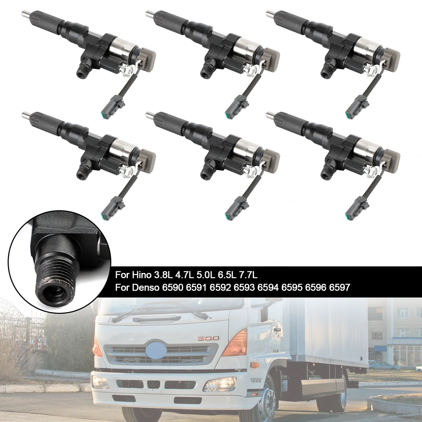Injecteurs de carburant Hino 3,8 L 4,7 L 5,0 L 6,5 L 7,7 L 6 pièces 095000-6593 CB84034501S 095000-6594