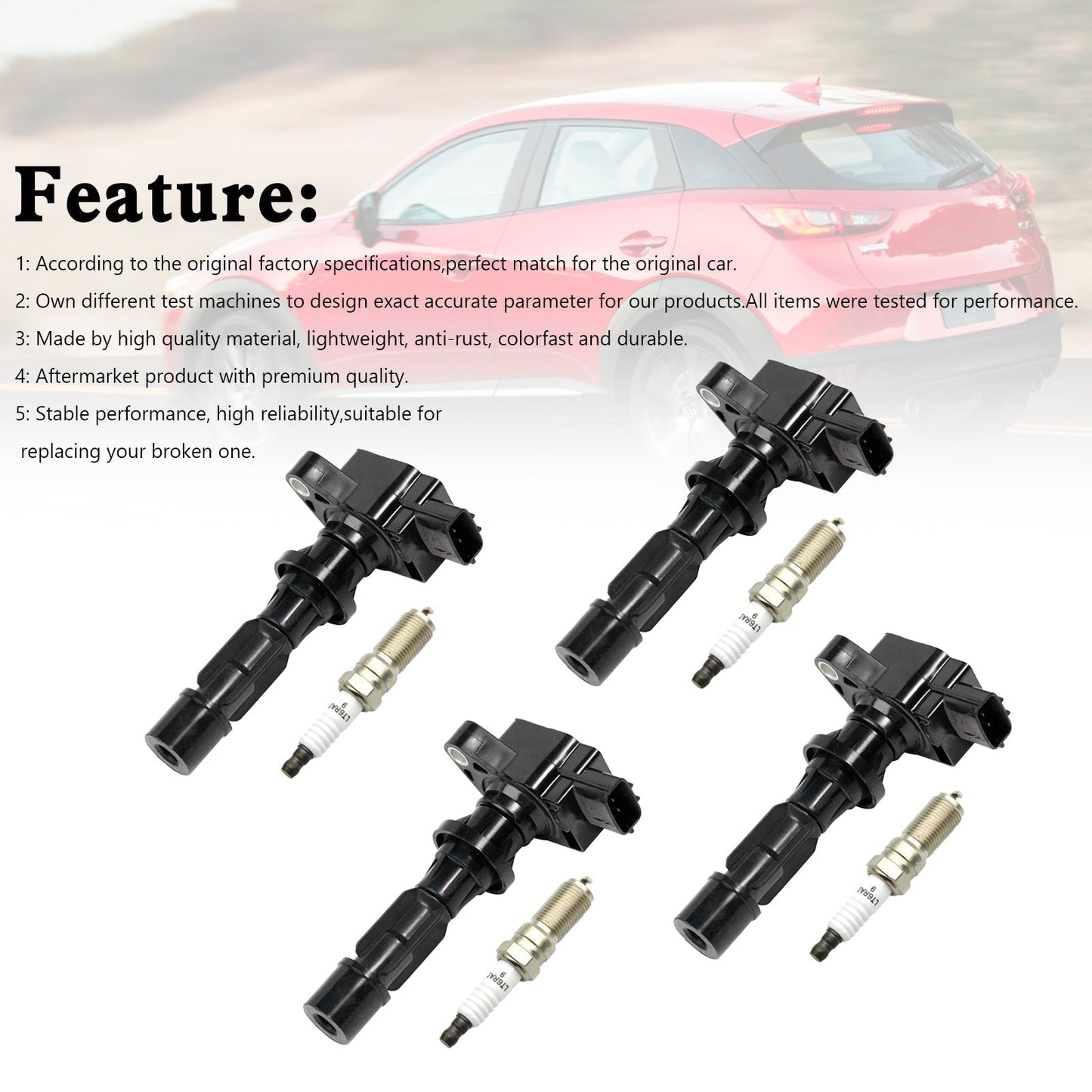 Mazda CX-7 L4 2.3L 2007-2012, 4 bobines d'allumage et bougies d'allumage UF540 L3G218100A L3G218100A9U