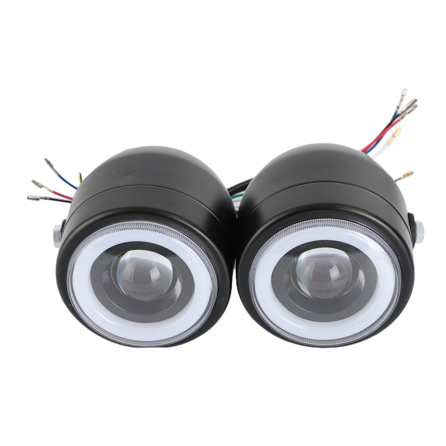 Black Twin Headlight Motorcycle Double Dual Lamp Street Fighter Universal Motorcycle Twin Headlight Double DRL Light for Harley Chopper Bobber Cafe Racer 4.33" Twin Dual LED Headlight Universal Chopper Bobber Cafe Racer Motorcycle