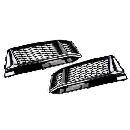 2016-2018 2PCS Fog Light Cover Grille Grill Fit AUDI A4 B9 S-Line S4