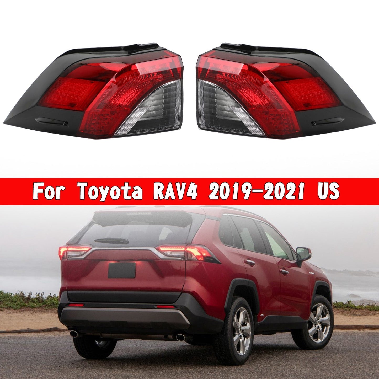 2019-2021 Toyota RAV4 Left+Right Side Tail Light Rear Lamp Outer 81560/81550-0R090
