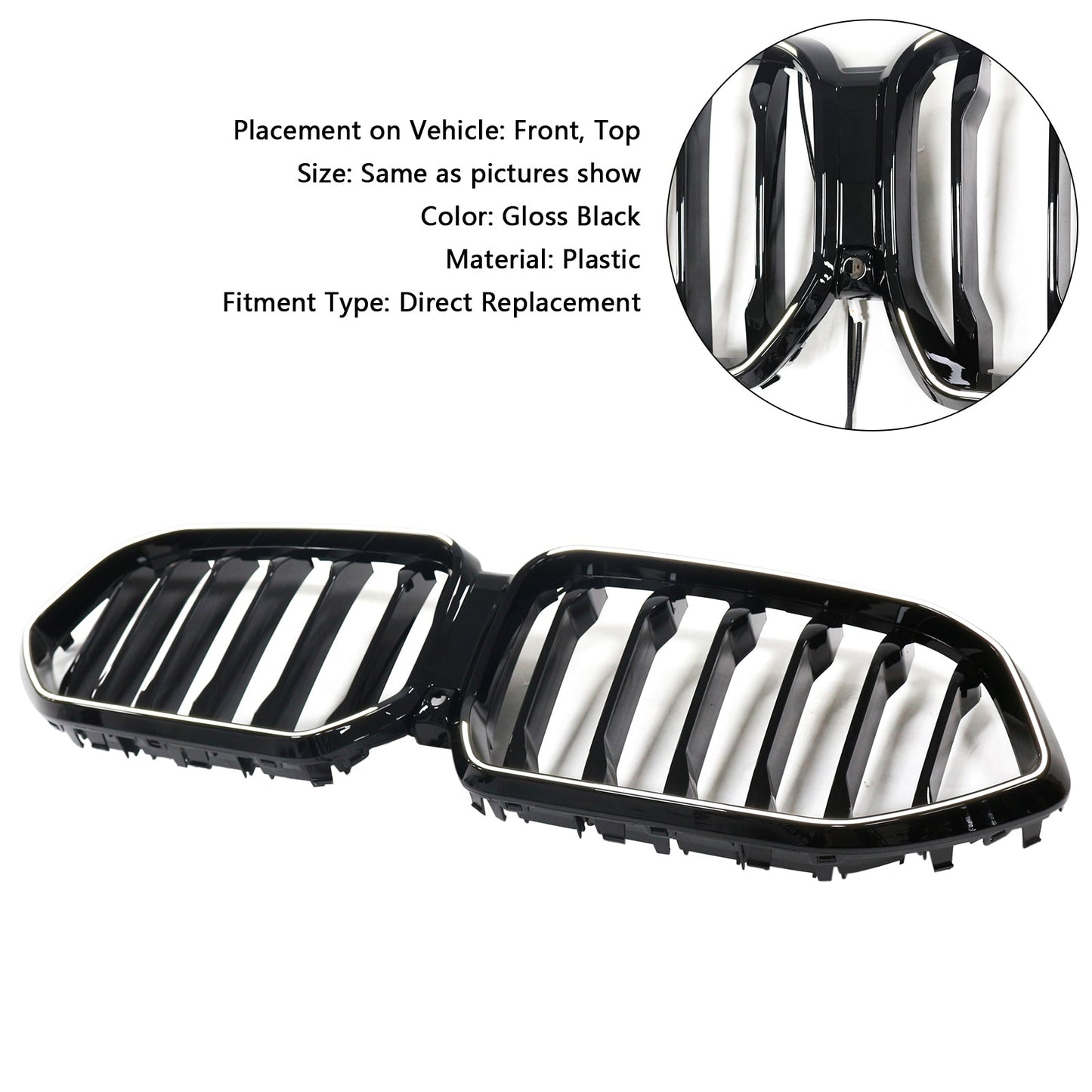 2023-2025 BMW X6 G06 M60i Black Front Bumper Grille Grill W/Camera Hole