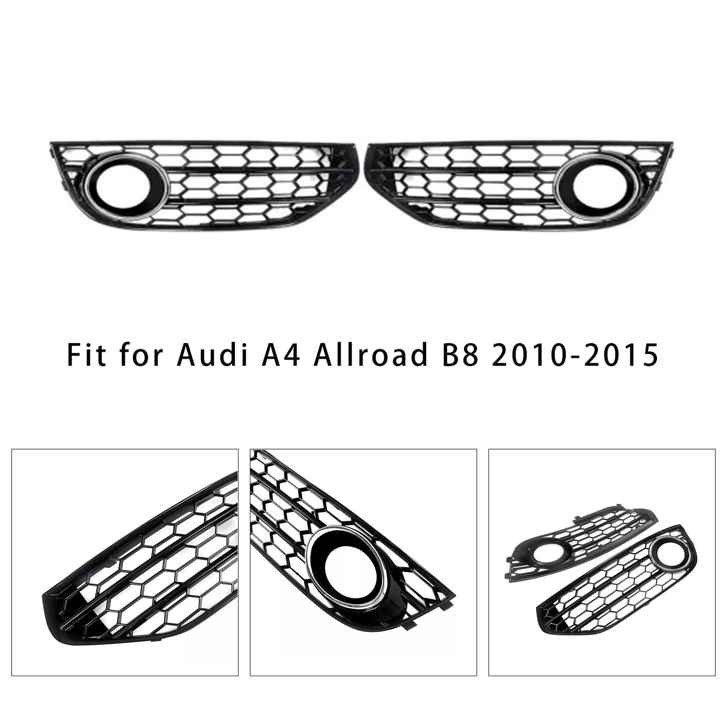 2010-2015 Audi A4 Allroad B8 Chrome Front Bumper Honeycomb Fog Grille Cover