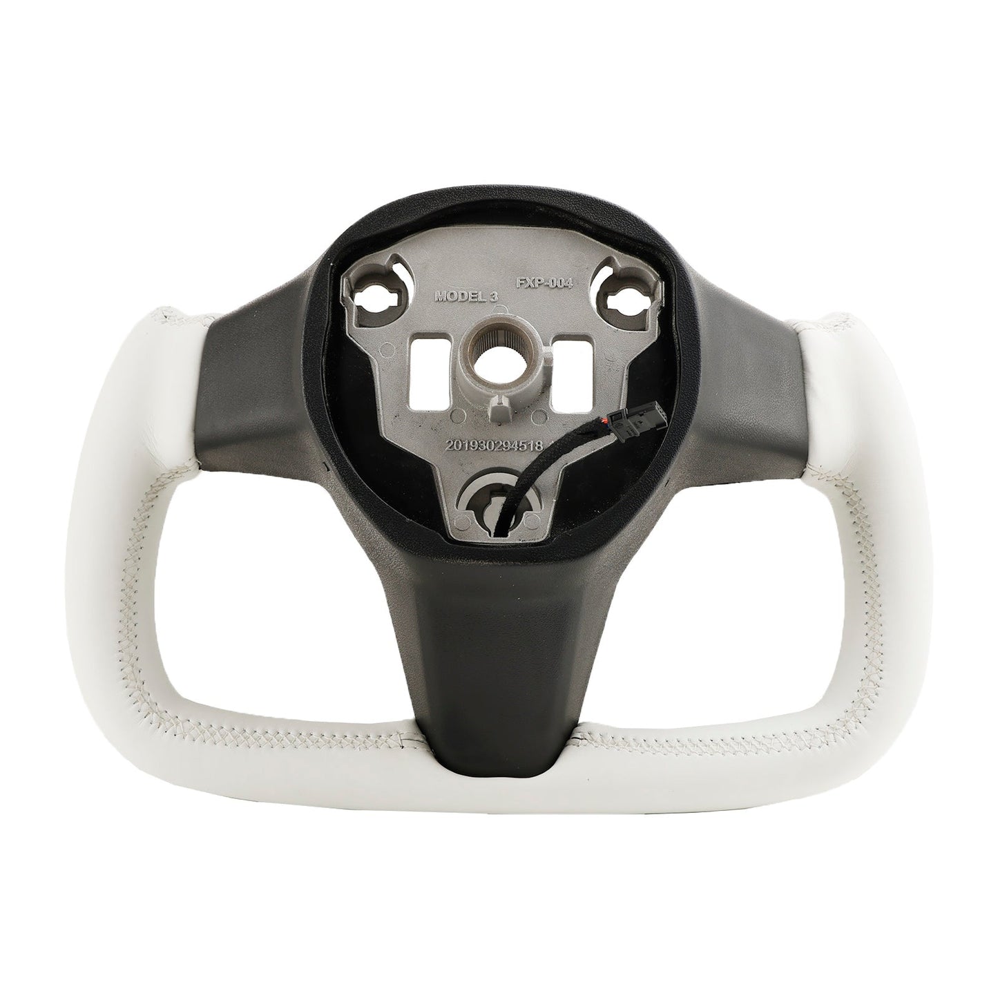 Volant carré chauffant en cuir blanc pour Tesla Model 3 (2017-2023)