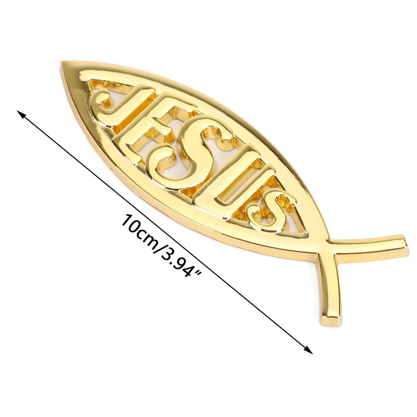 Jesus Christian Fish Symbol Gold 3D Car Decal Emblem Sticker Religious God