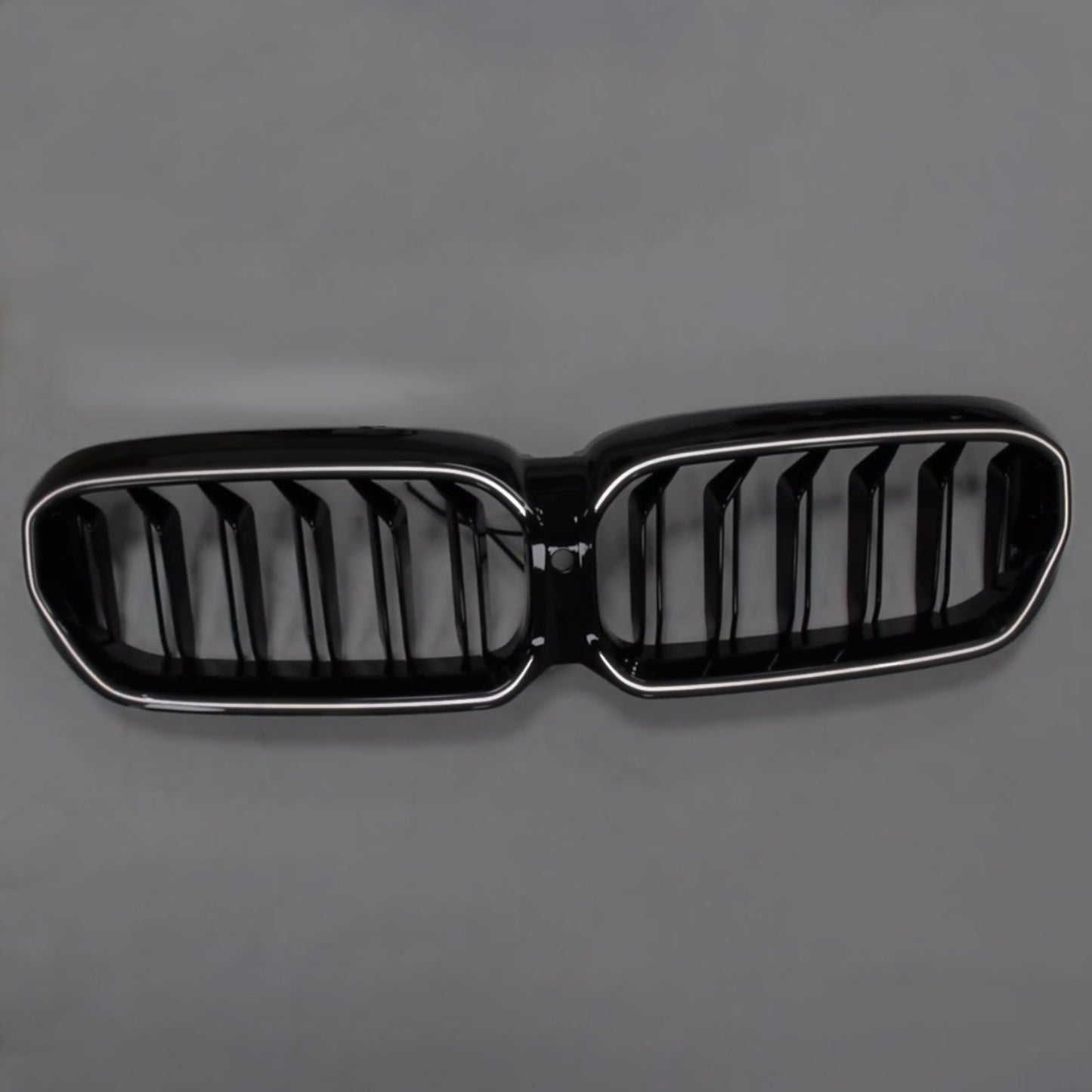 2021-2024 BMW 5 Series G30 G38 Double Slat Kidney Grille Front Bumper Replacement Gloss Black Grill With LED Strip