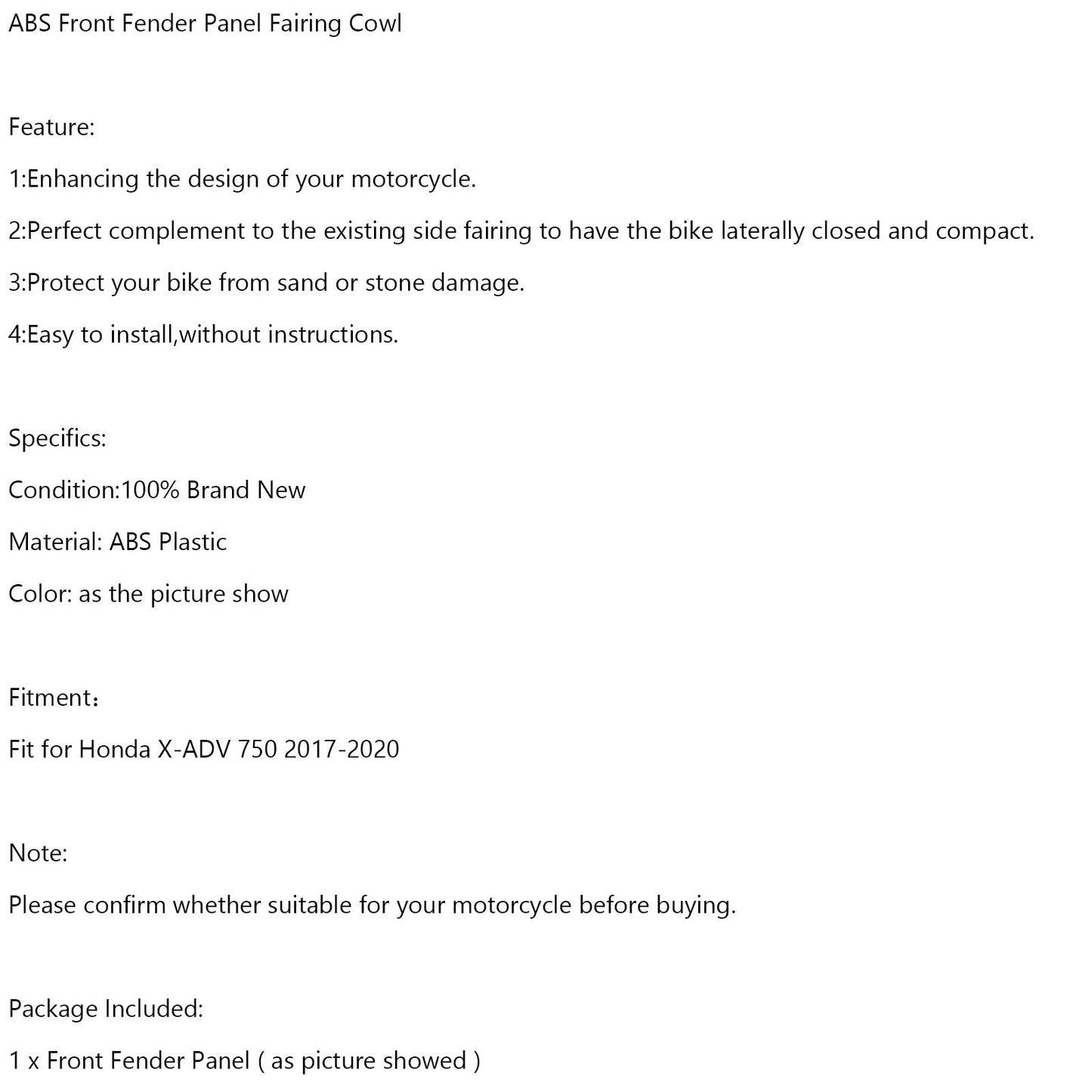 Carenado de guardabarros delantero ABS para Honda X-ADV 750 XADV 2017-2020