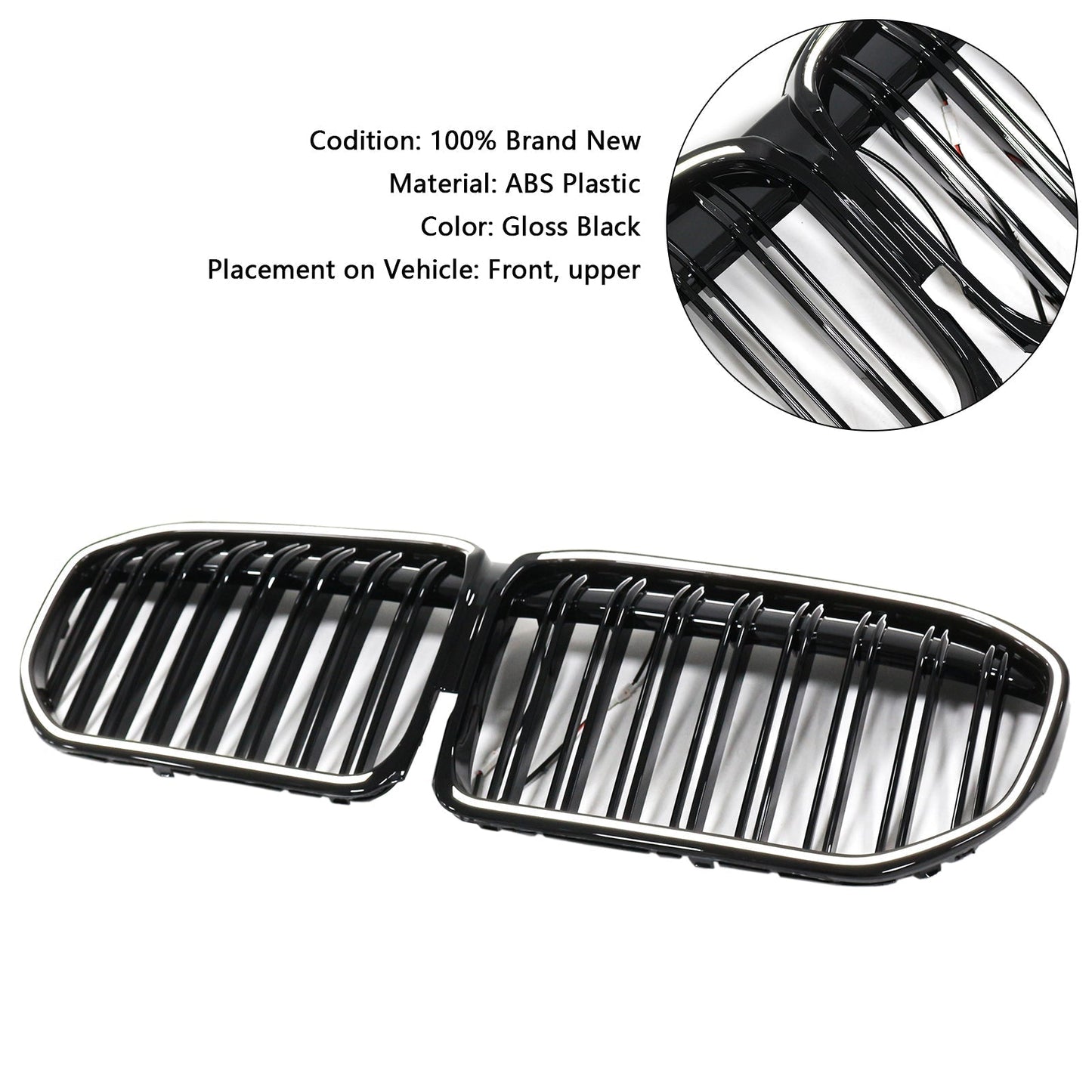 2019-2022 BMW 7 Series G11 G12 Double Slat Gloss Black Front Grill Grille