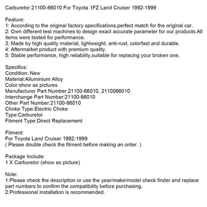 1992-1999 Toyota 1FZ Land Cruiser Carburetor 21100-66010