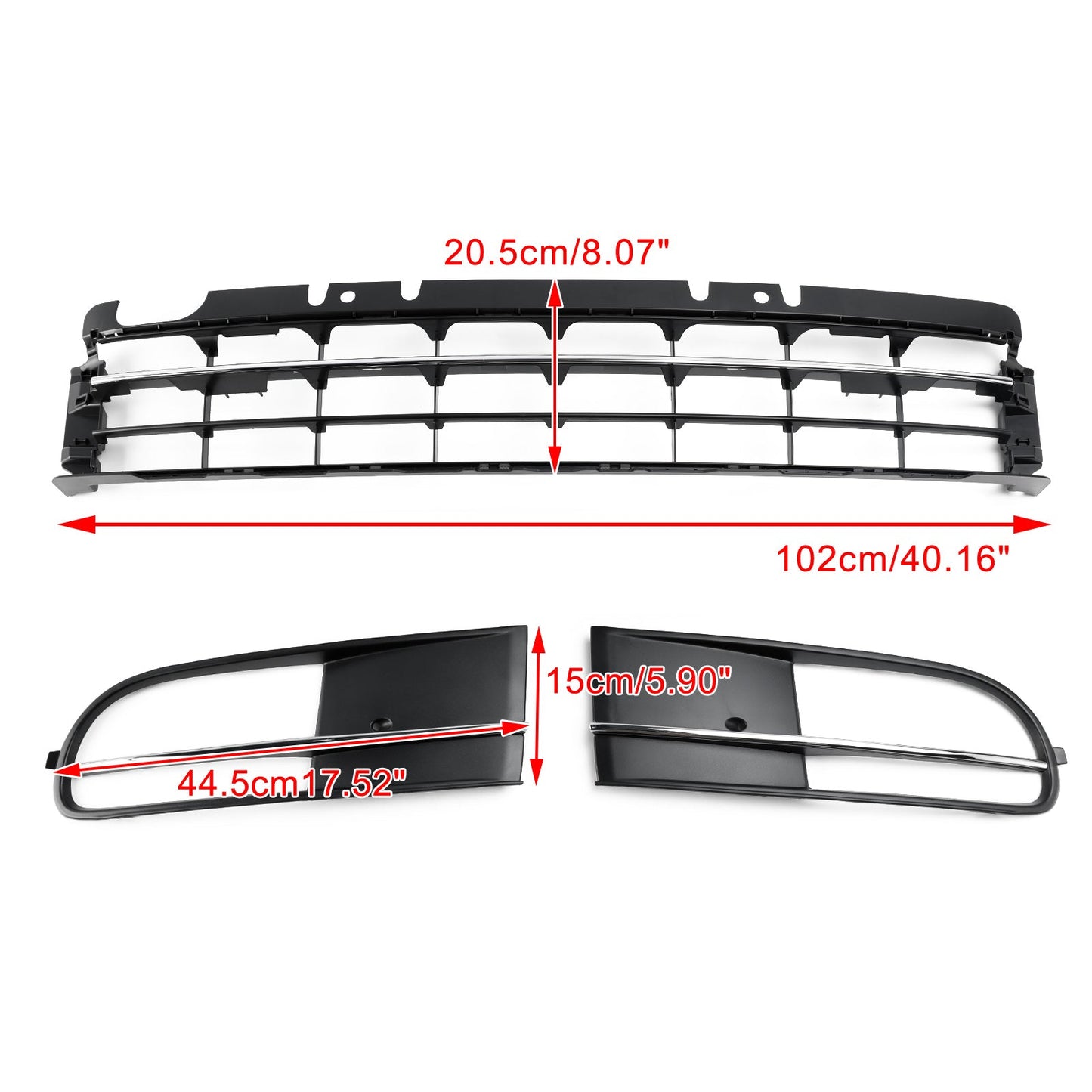 2012-2016 Volkswagen Beetle 5C Front Bumper Lower Grille + Fog Light Grill Generic