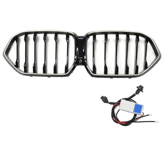 2020-2022 BMW X6 G06 M50i Black Front Bumper Grille Grill W/Camera Hole