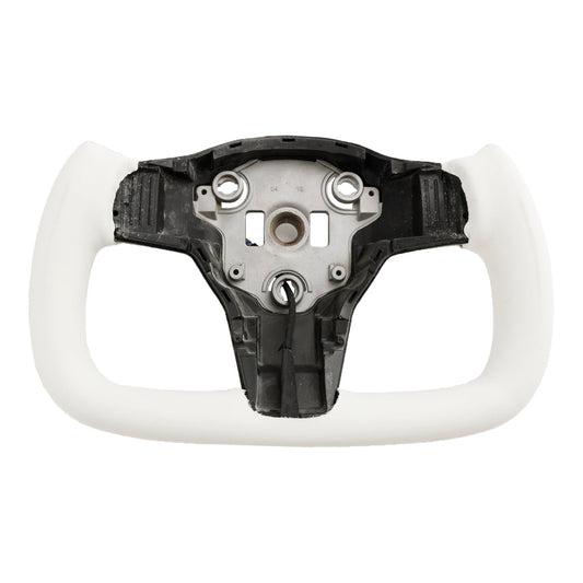 Volant carré chauffant en cuir blanc pour Tesla Model 3 (2017-2023)