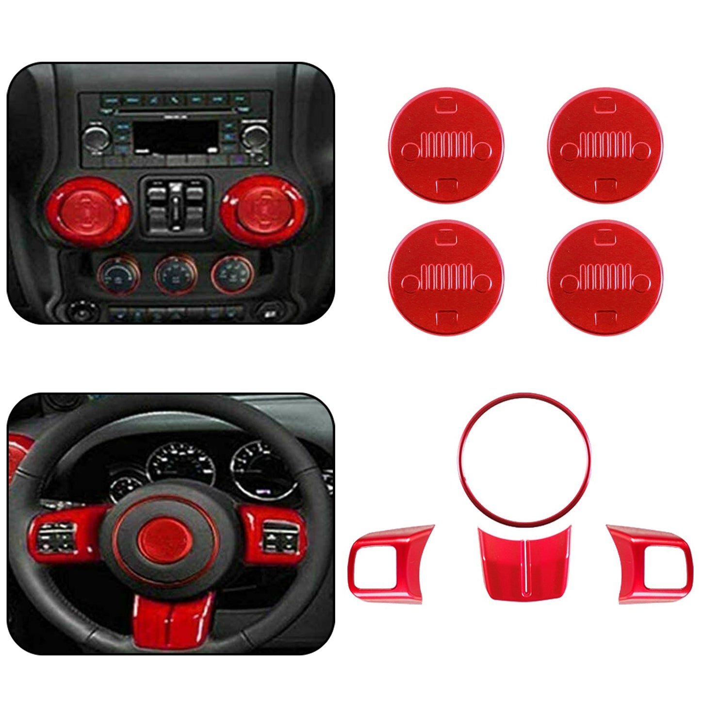 2011-2018 Wrangler JK JKU 28Pcs Red Full Set Interior Decoration Trim Kit