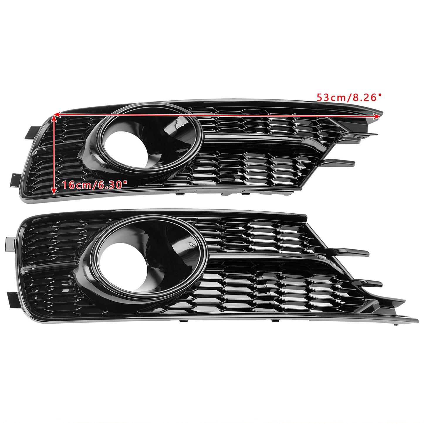 2016-2018 Audi A6 C7 W/ACC Hole Pair Front Bumper Lower Light Cover Grille Black Grill