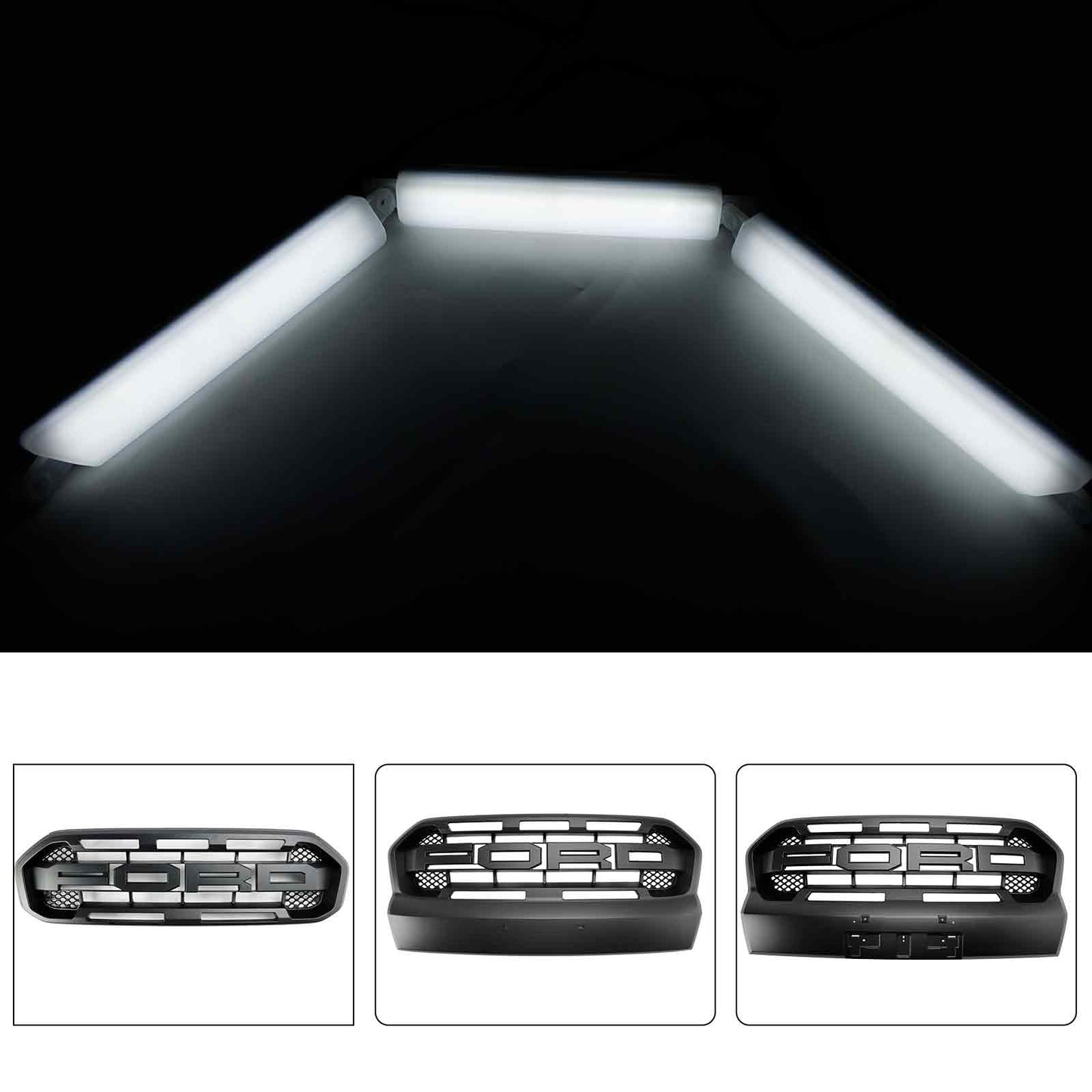 2016-2023 Ford Ranger T6 / T7 Limited  / XL / XLT / Wildtrak Front Bumper Grille White LED Lights