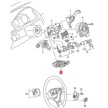 2009-2011 Volkswagen Caddy Golf Plus 1K0953549CH Steering Wheel Module Multifunction Cruise Control