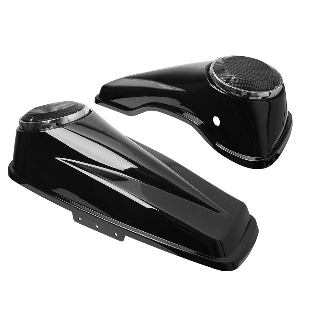 Black 6.5" Saddlebag Speaker Lids For Harley Touring Road King Glide 2014-2021