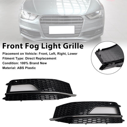 2013-2015 2PCS Bumper Fog Light Lamp Cover Grill Grille Fit Audi A4 S-line S4