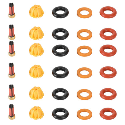 1991-1995 BMW 525I 6 set Fuel Injectors Repair Seal Kit 0280150415 13641730060 13641730080 62429 FJ292