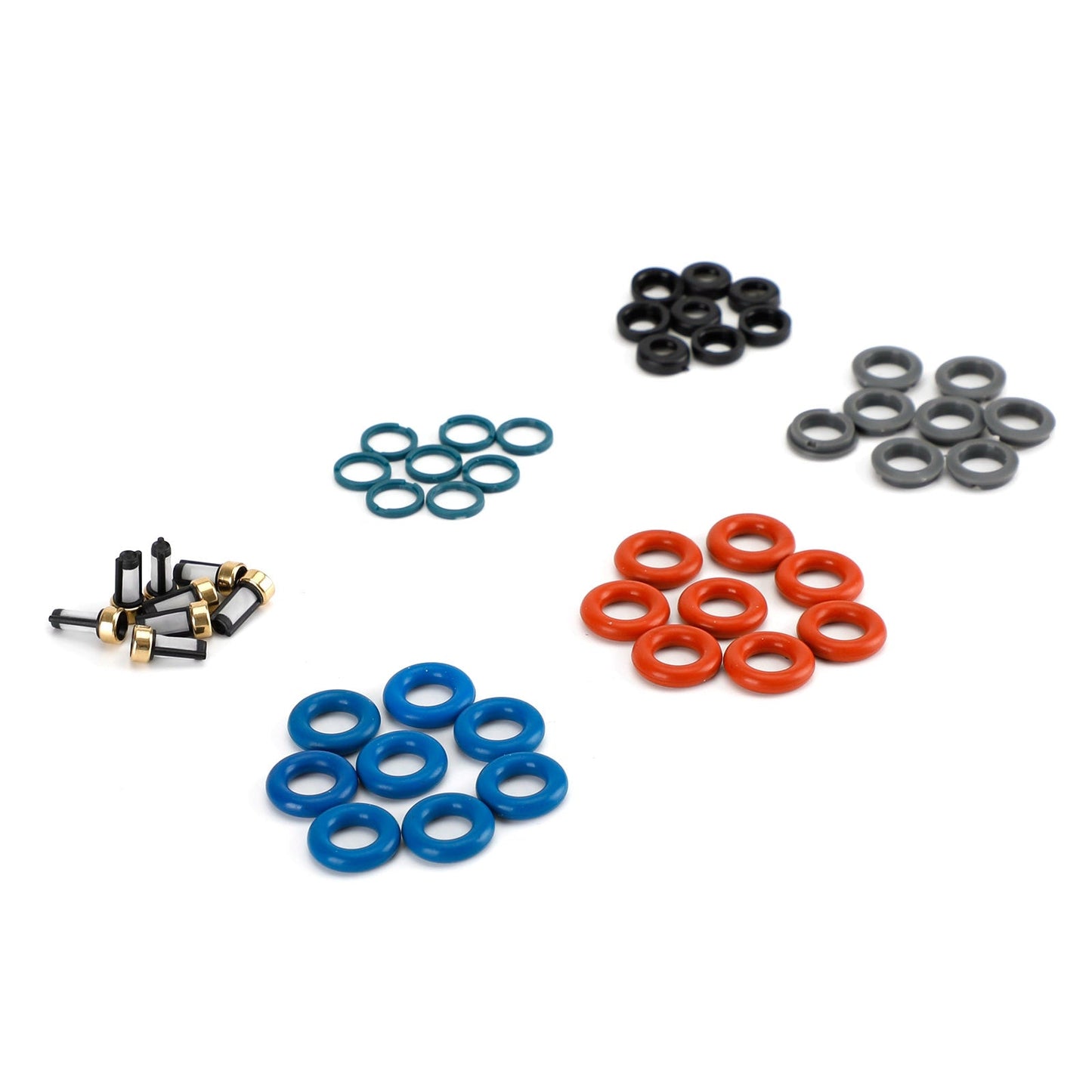 Volvo S80 XC90 4.4L 8PCS Fuel Injectors Repair Seal Kit Filter Cap FJ1073 85212247 1550589
