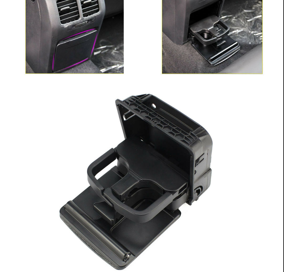 Apoyabrazos trasero negro para VW Rabbit 2006-2009, consola central, portavasos, 1K086253382