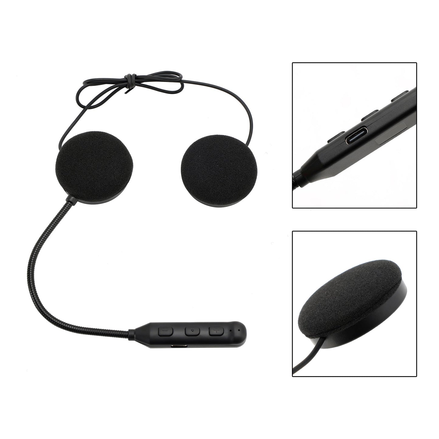 Casque Bluetooth universel avec haut-parleur et écouteurs pour moto, noir